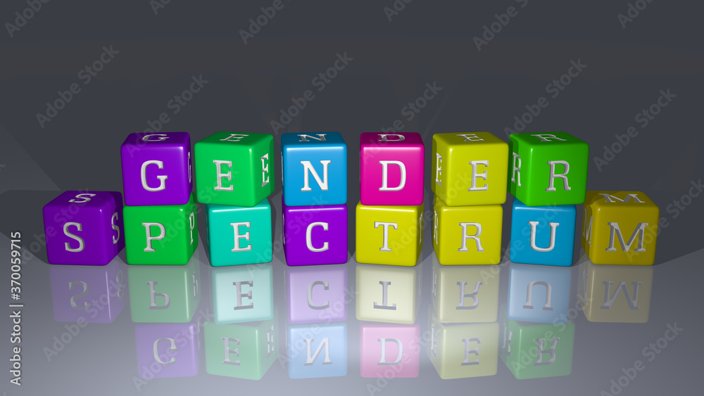 combination of GENDER SPECTRUM built by cubic letters from the top perspective, excellent for the concept presentation. illustration and female combination of GENDER SPECTRUM built by cubic letters from the top perspective, excellent for the concept presentation. illustration and female