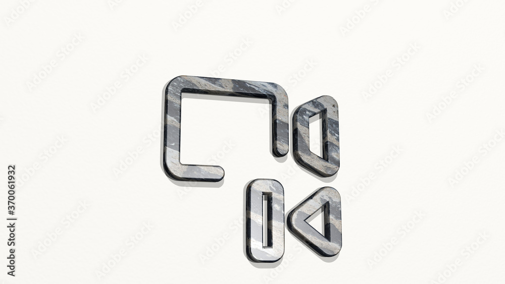 CONTROLS CAMERA PREVIOUS made by 3D illustration of a shiny metallic sculpture on a wall with light background. business and equipment CONTROLS CAMERA PREVIOUS made by 3D illustration of a shiny metallic sculpture on a wall with light background. business and equipment