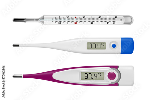Electronic thermometer in the vector.Thermometer for measuring body temperature in vector.