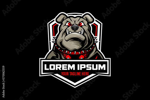 Bulldog head cartoon character vector logo template