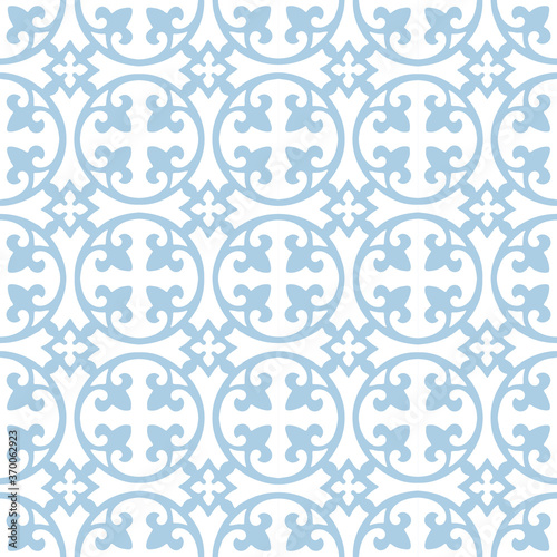 Curved fleur de lis and circle diamond pattern seamless repeat background