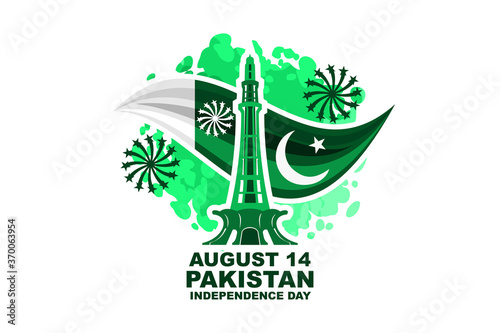 August 14, Happy Pakistan Independence Day vector illustration. Suitable for greeting card, poster and banner