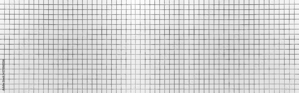 Panorama of white mosaic tile pattern and seamless background Panorama of white mosaic tile pattern and seamless background