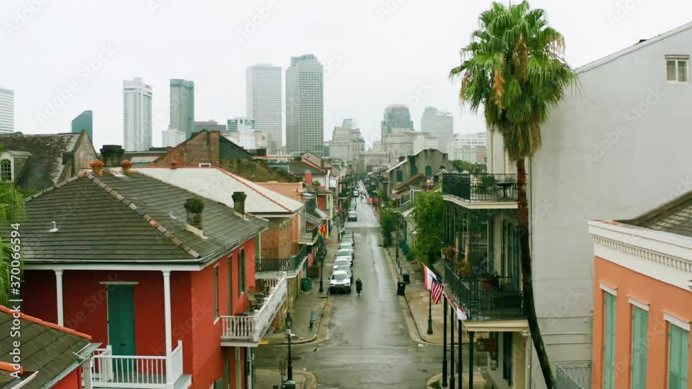 4k Aerial drone footage 2020 - Residential Bourbon Street New Orleans -Louisiana 