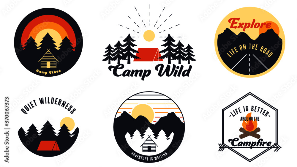 Wilderness Camp Logos - Great for buttons, stickers, keychains, social media, posters, etc 