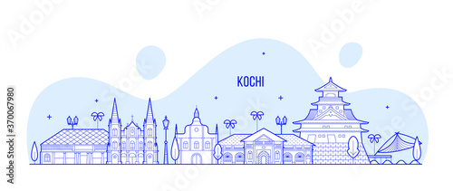 Kochi skyline India Trendy vector linear style photo