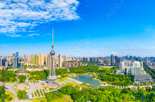 Aerial photos of Wenhua Park, Foshan City, Guangdong Province, China