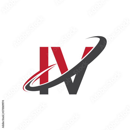 IV initial logo company name colored red and black swoosh design, isolated on white background. vector logo for business and company identity.