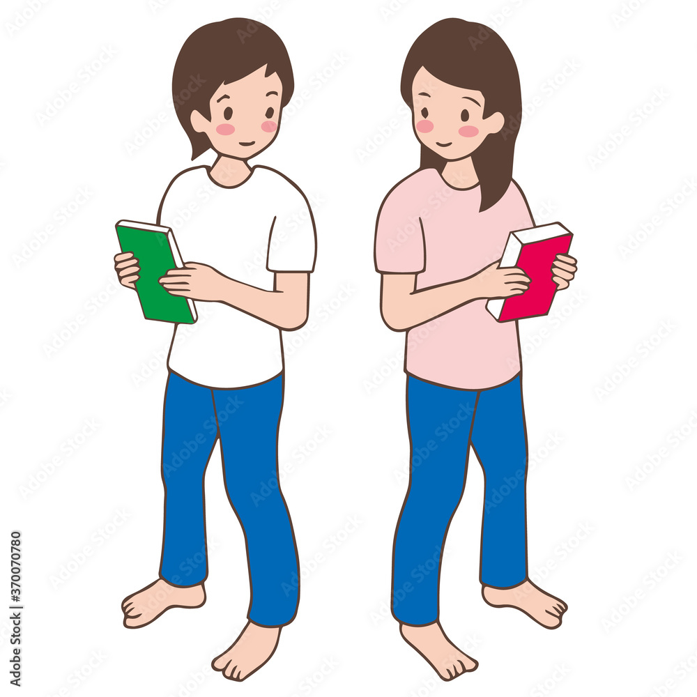 本を持って立つ子供たち 本を持って立つ子供たち