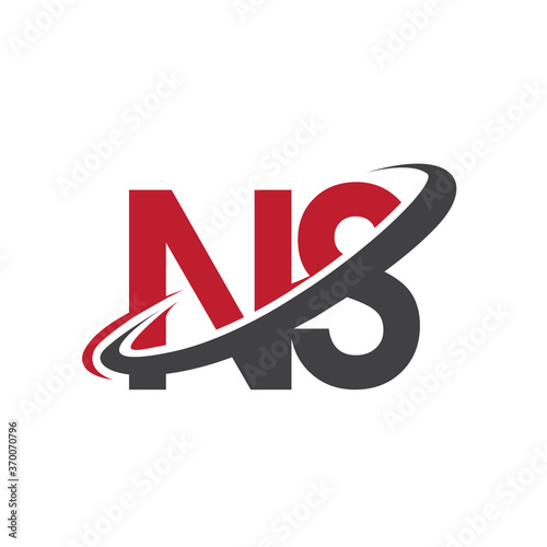 NS initial logo company name colored red and black swoosh design, isolated on white background. vector logo for business and company identity.