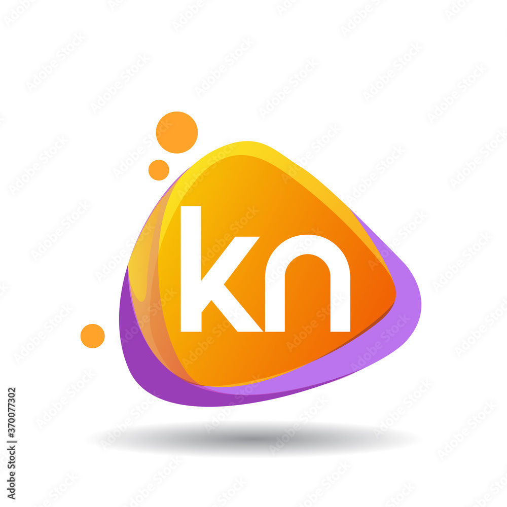 Letter KN logo in triangle splash and colorful background, letter ...