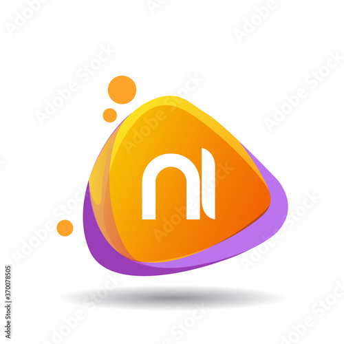 Letter NI logo in triangle splash and colorful background, letter combination logo design for creative industry, web, business and company.