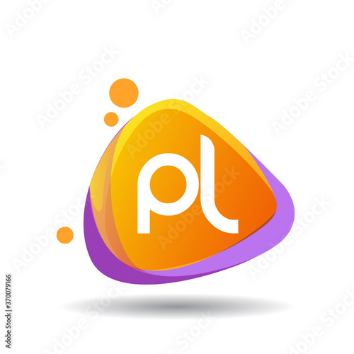 Letter PL logo in triangle splash and colorful background, letter combination logo design for creative industry, web, business and company.