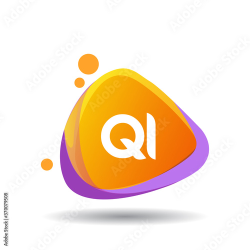 Letter QI logo in triangle splash and colorful background, letter combination logo design for creative industry, web, business and company.