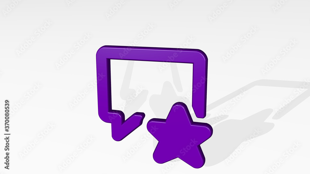 MESSAGES BUBBLE SQUARE STAR ALTERNATE from a perspective with the shadow. A thick sculpture made of metallic materials of 3D rendering. illustration and background MESSAGES BUBBLE SQUARE STAR ALTERNATE from a perspective with the shadow. A thick sculpture made of metallic materials of 3D rendering. illustration and background