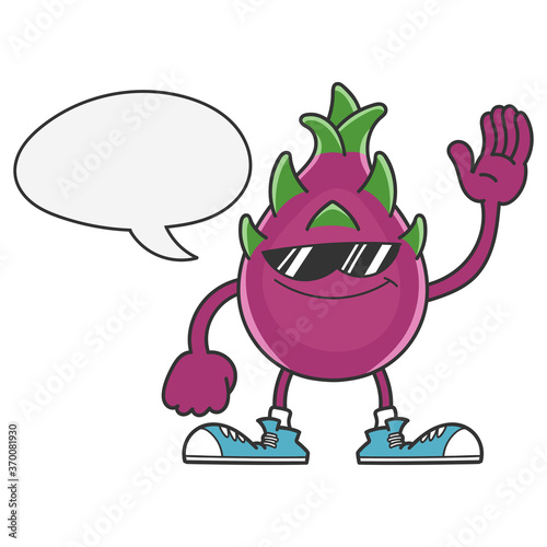 Dragon fruit pitaya sunglasses cartoon character