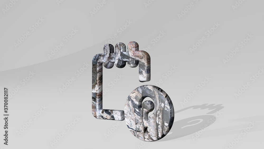 NOTES QUESTION made by 3D illustration of a shiny metallic sculpture casting shadow on light background. business and music NOTES QUESTION made by 3D illustration of a shiny metallic sculpture casting shadow on light background. business and music
