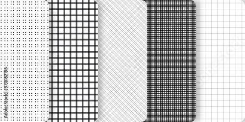 Seamless Black and White Grid 5 Pattern Collection. Fully scalable vector artwork.