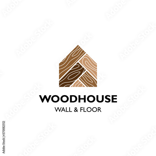 House parquet floor wall logo vector template photo