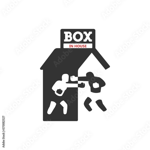 boxing in the house logo. vector illustration