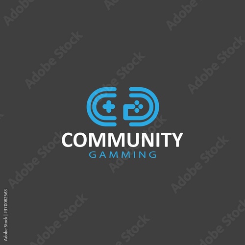 Vector stylized line art logo of gamepad. Gaming logo. Game company logo