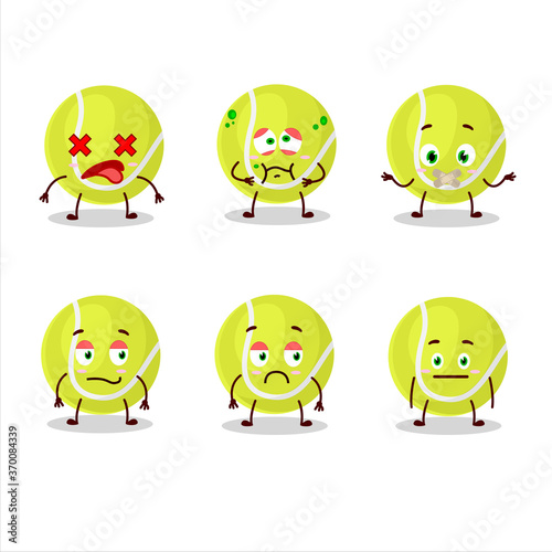 Tennis ball cartoon character with nope expression