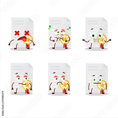 Award diploma cartoon character with nope expression