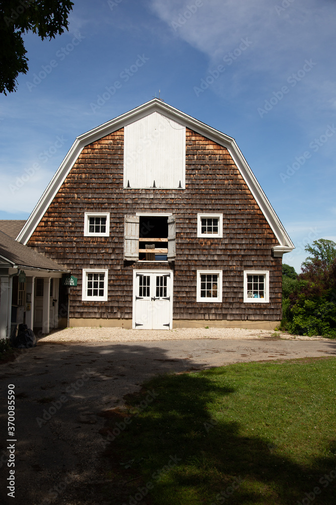 framed window of old barn house in country side
