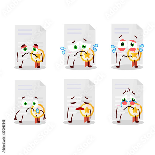 Award diploma cartoon in character with sad expression