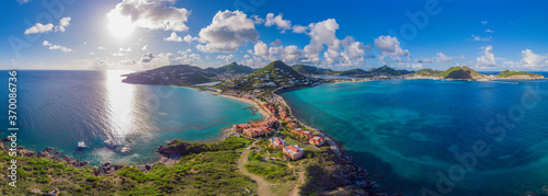Fototapeta Naklejka Na Ścianę i Meble -  High Aerial view of the caribbean island of St. Maarten .