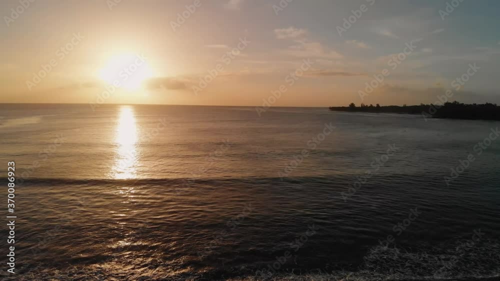 Aerial view of Mauritius at sunset from Flic En Flac Beach Aerial view of Mauritius at sunset from Flic En Flac Beach