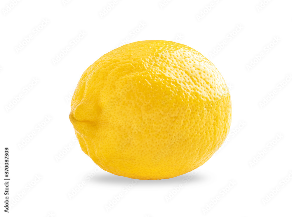 Photo of closeup ripe yellow lemon isolated on white background with shadow Photo of closeup ripe yellow lemon isolated on white background with shadow