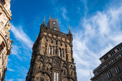 Gothic Powder Tower Prasna Brana in Old Town Prague, Czech Republic, the Powder Gate on the Royal Coronation Route