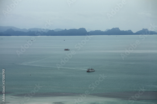 Car ferrys out at sea - close to Nathon Pier and Port - Koh Samui - Thailand