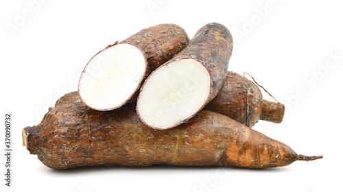 Yucca cassava roots, isolated on white