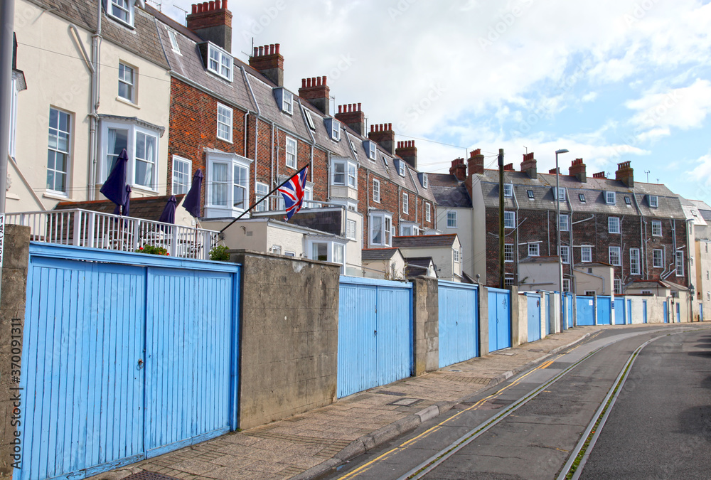 Old buildings in the seaside town of Weymouth in Dorset, England.