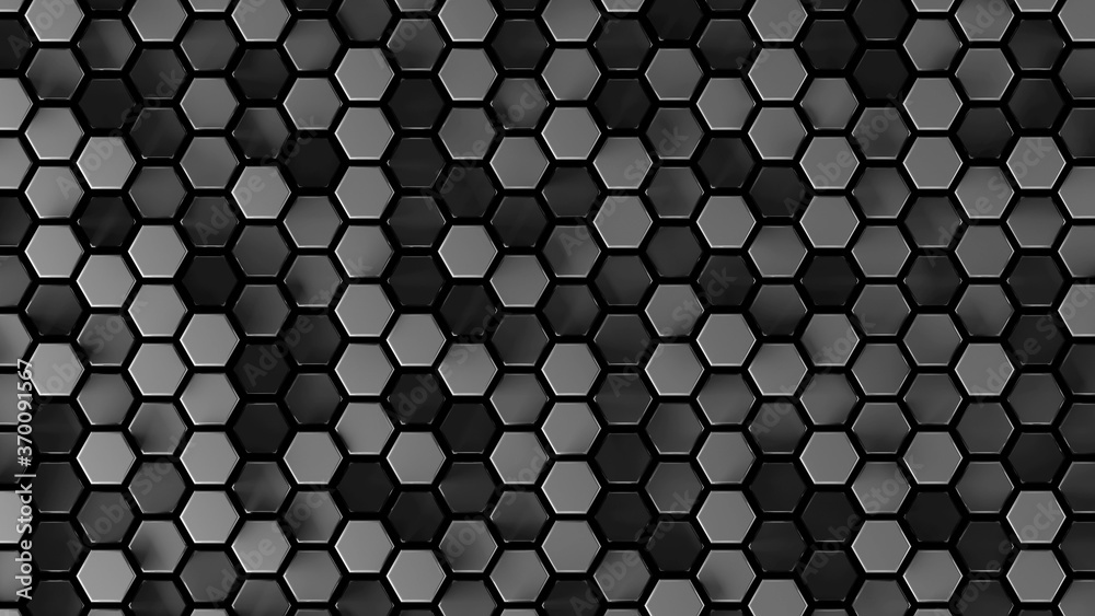 Abstract gray hexagonal sci-fi honeycomb geometrical background. 3d rendering Abstract gray hexagonal sci-fi honeycomb geometrical background. 3d rendering