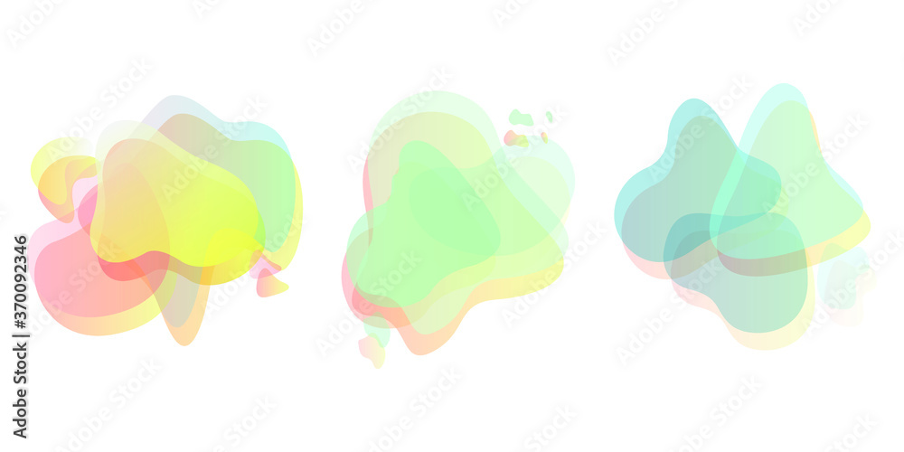 vector set of liquid gradient abstract modern graphic elements dynamical colored forms and line gradient. set for text copy space, idea of curvy backdrop for flyer or brochure
