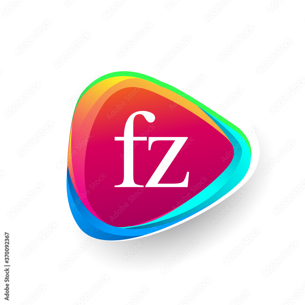 Letter FZ logo in triangle shape and colorful background, letter ...