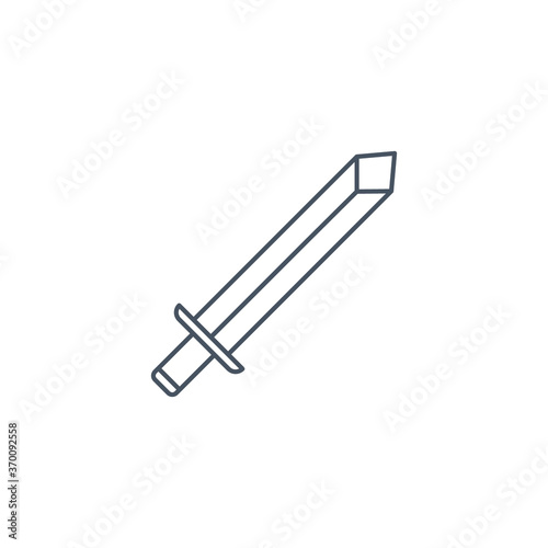 Simple sword japanese. Martial arts, Samurai knife for battle knight. Katana with handle outline symbol as traditional weapon equipment. line Vector illustration. Design on white background. EPS 10