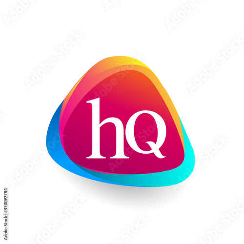 Letter HQ logo in triangle shape and colorful background, letter combination logo design for company identity.