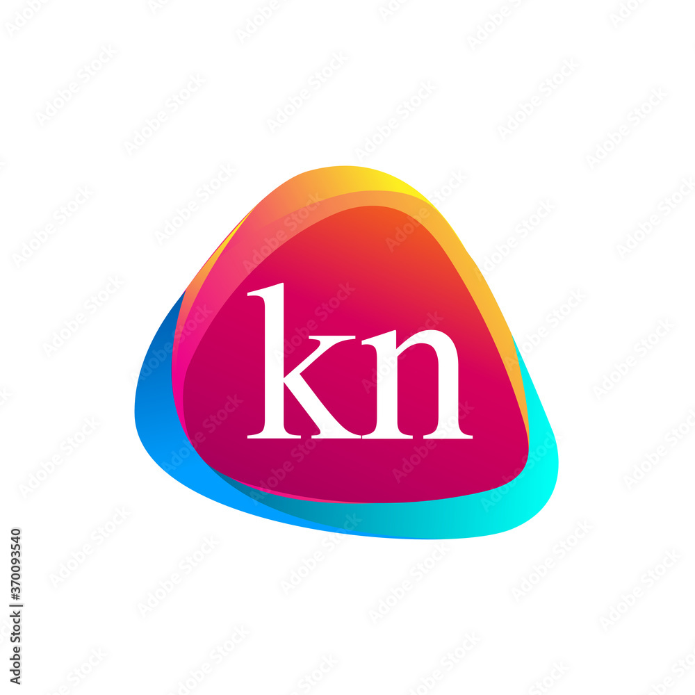Letter KN logo in triangle shape and colorful background, letter ...