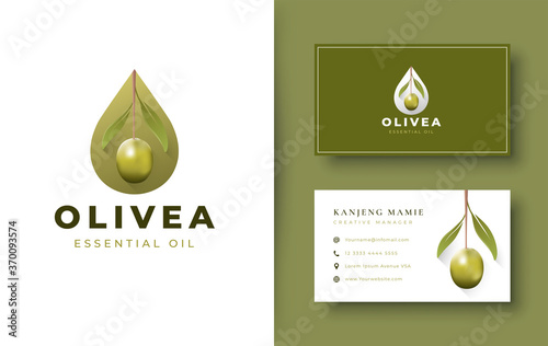 water drop / olive oil logo and business card design