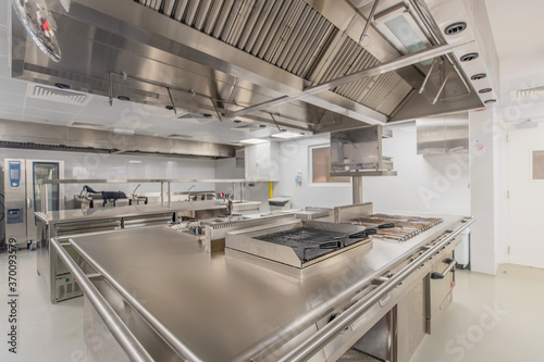 Isolated commercial kitchen interior