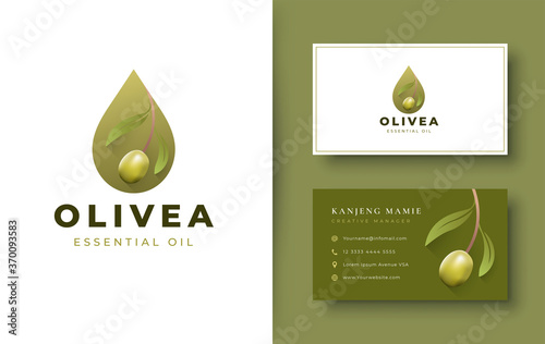 water drop / olive oil logo and business card design