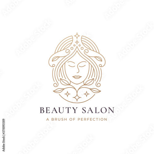 woman hair salon gold gradient logo design