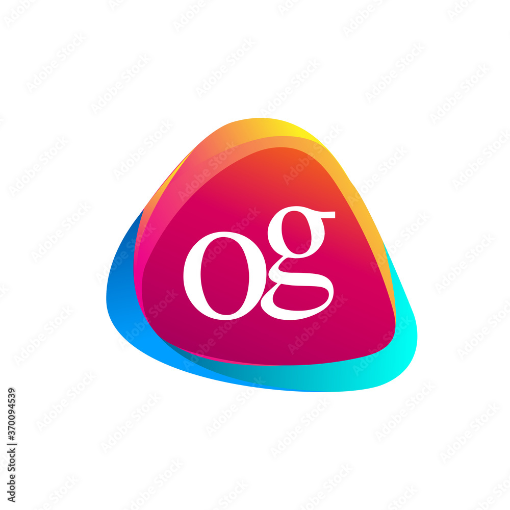 Letter OG logo in triangle shape and colorful background, letter ...