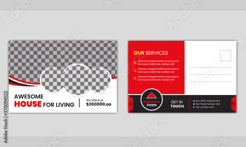 Modern real estate business postcard template.