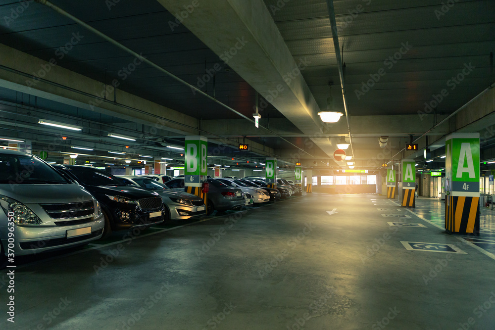 Shopping center parking with sensors and displays