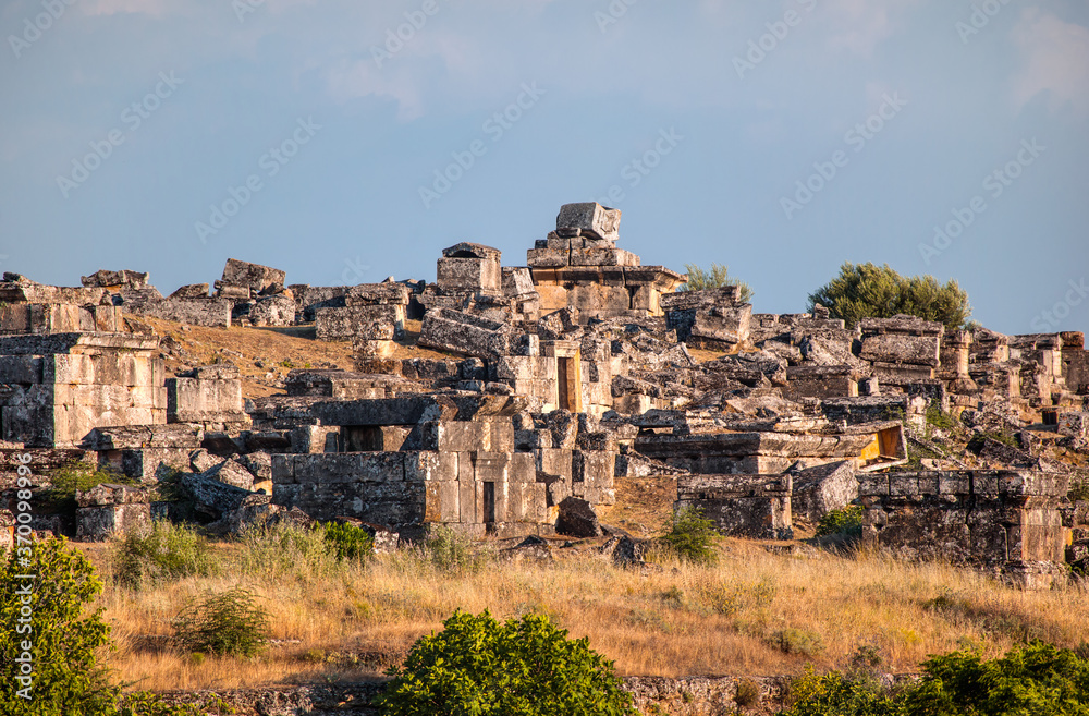 The ruins of the ancient city Hierapolis -Pamukkale, Turkey